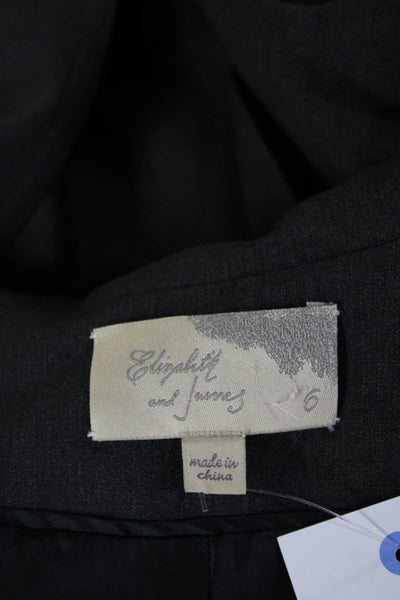 Elizabeth and James Women Dark Gray Wool Blend Blazer Collar 3/4 Sleeve Size 6