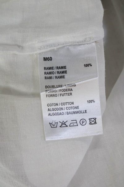Gerard Darel Women White Ramie Shirt Dress Long Sleeve Button Collared Size 36