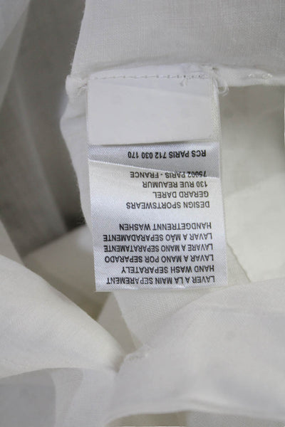 Gerard Darel Women White Ramie Shirt Dress Long Sleeve Button Collared Size 36