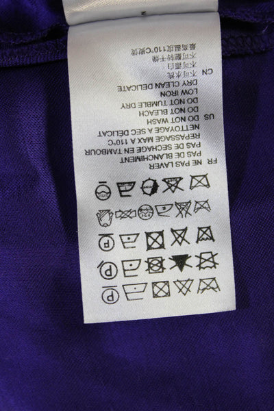 Sandro Paris Women Shirt Dress Purple Collar Short Sleeve Viscose-Linen Size 36
