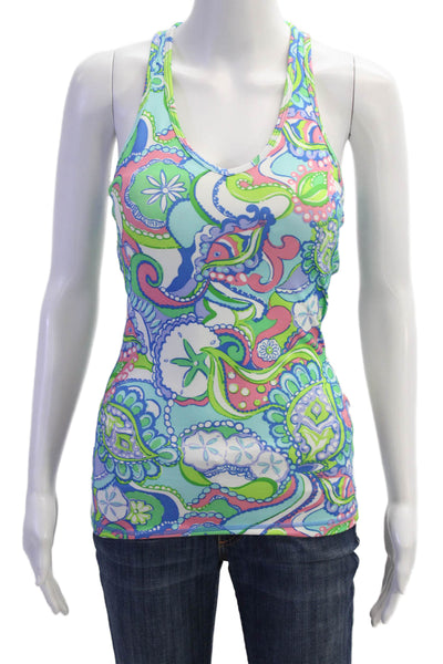 Lilly Pulitzer Women Paisley V-Neck Tank Blue Size XS