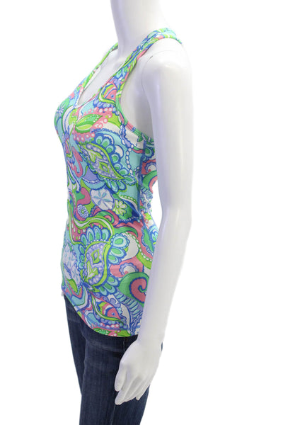 Lilly Pulitzer Women Paisley V-Neck Tank Blue Size XS