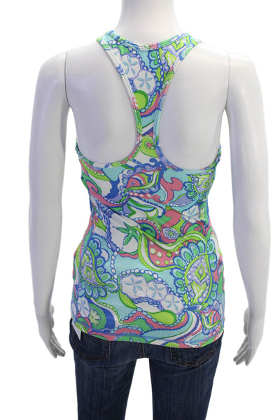 Lilly Pulitzer Women Paisley V-Neck Tank Blue Size XS