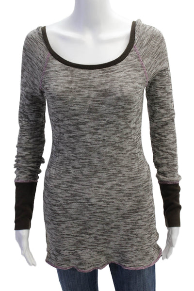 Free People Women Bohemian Black Cotton Tunic Sweater Long Sleeve Size S