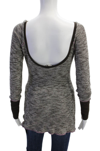 Free People Women Bohemian Black Cotton Tunic Sweater Long Sleeve Size S
