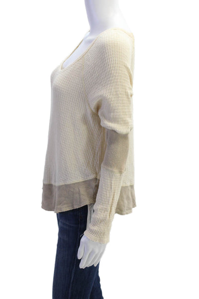 We The Free Womens Beige Cotton Basic Sweater Long Sleeve Size XS