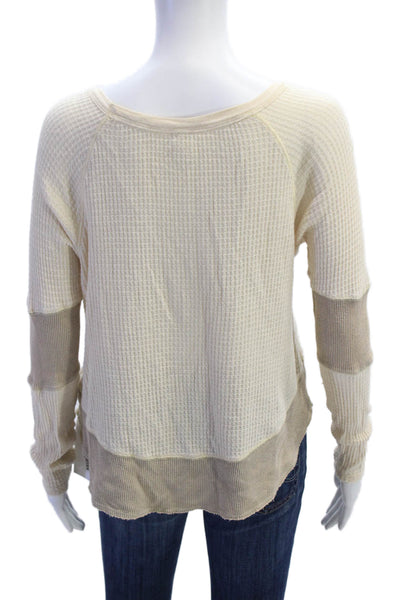 We The Free Womens Beige Cotton Basic Sweater Long Sleeve Size XS