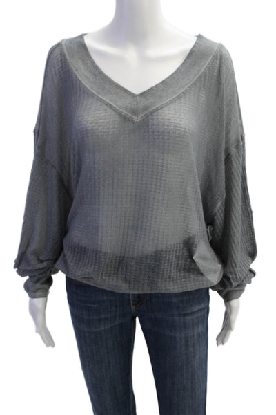 We The Free Womens Pullover Sweatshirts Gray V-Neck Cotton Rayon Size XS