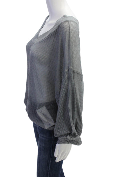 We The Free Womens Pullover Sweatshirts Gray V-Neck Cotton Rayon Size XS
