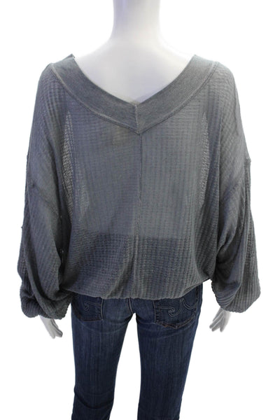 We The Free Womens Pullover Sweatshirts Gray V-Neck Cotton Rayon Size XS
