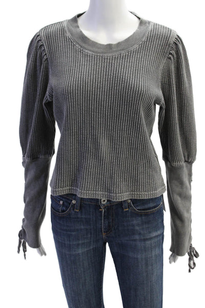 FP One by Free People Unisex Pullover Dark Gray Cotton Lace-Up Size M