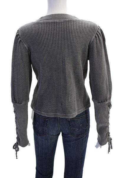 FP One by Free People Unisex Pullover Dark Gray Cotton Lace-Up Size M