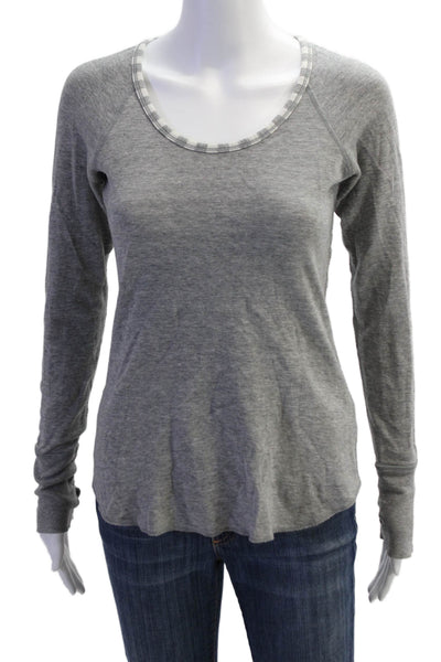 Lululemon Womens Basic Long Sleeve Gray Round Neck T-Shirt Size S