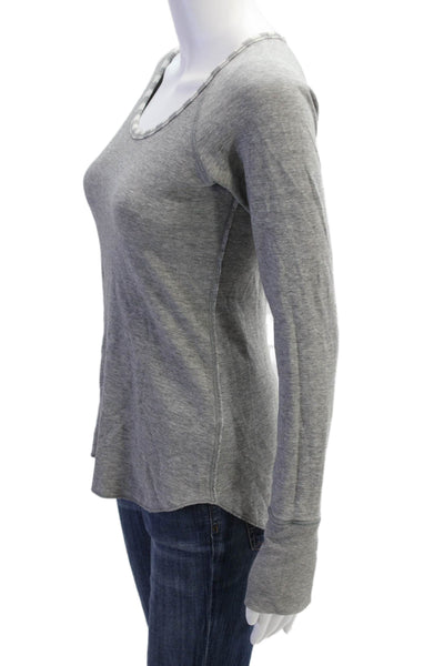 Lululemon Womens Basic Long Sleeve Gray Round Neck T-Shirt Size S