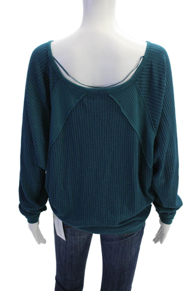 We The Free Womens Green V-Neck Bohemian Pullover Sweater Long Sleeve Size XS