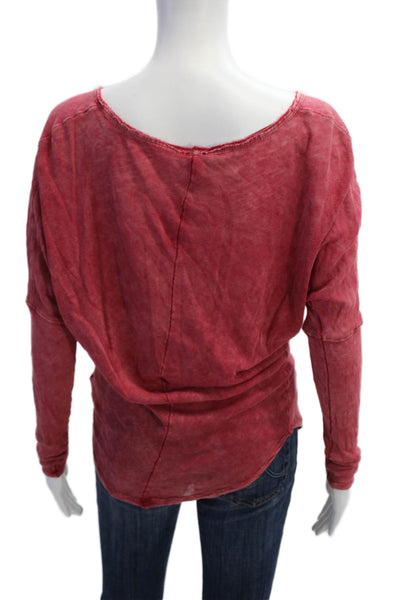 We The Free Women Basic Red V-Neck Long Sleeve Top Size XS