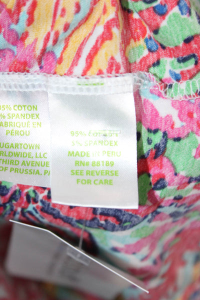 Lilly Pulitzer Women Jersey Floral V-Neck Long Sleeve Multi-Color Size M