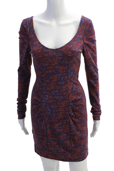 BCBGeneration Womens Bodycon Mini Dress Blue Long Sleeve Knee Length Size S
