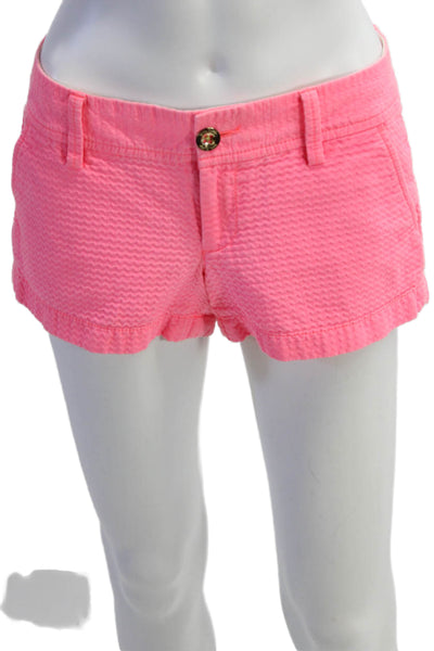 Lilly Pulitzer Unisex Chino Pink Shorts Cotton Button Size 2