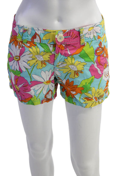 Lilly Pulitzer Unisex Light Blue Floral Cotton Shorts Size 0