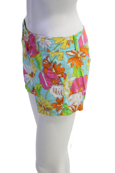 Lilly Pulitzer Unisex Light Blue Floral Cotton Shorts Size 0