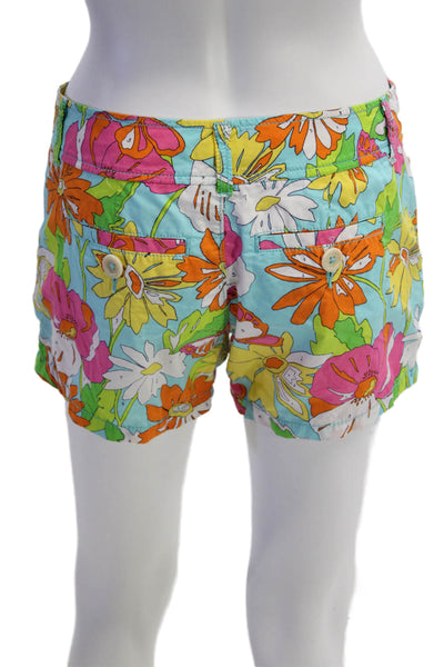 Lilly Pulitzer Unisex Light Blue Floral Cotton Shorts Size 0