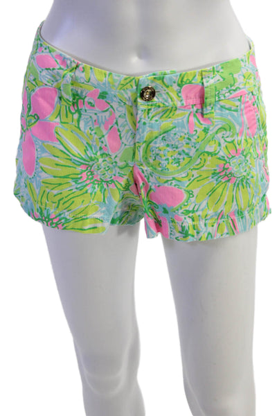 Lilly Pulitzer Unisex Chino Floral Green Shorts Size 2