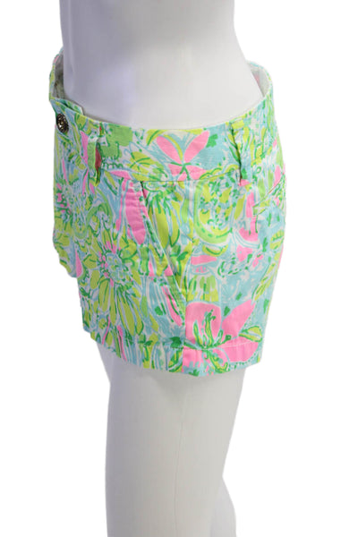 Lilly Pulitzer Unisex Chino Floral Green Shorts Size 2