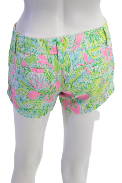 Lilly Pulitzer Unisex Chino Floral Green Shorts Size 2