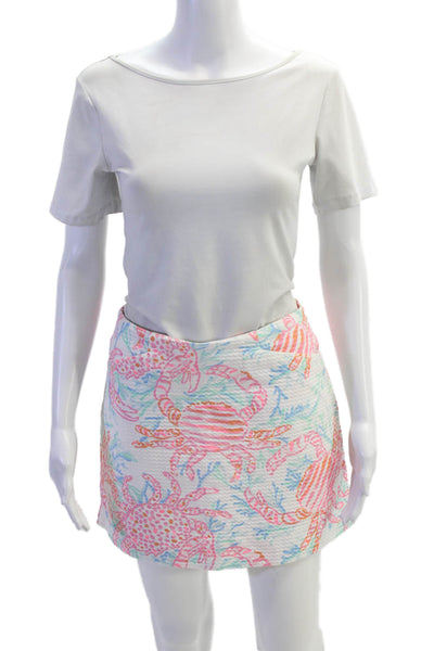 Lilly Pulitzer Women Mini Straight Pencil Skort White Cotton Size 00