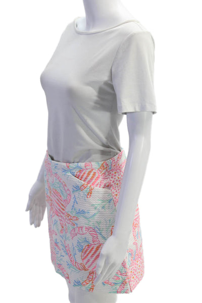 Lilly Pulitzer Women Mini Straight Pencil Skort White Cotton Size 00