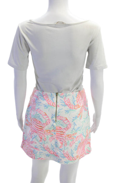 Lilly Pulitzer Women Mini Straight Pencil Skort White Cotton Size 00