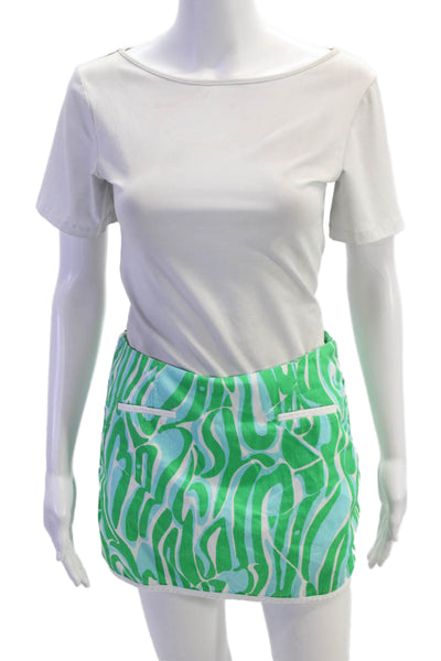 Lilly Pulitzer Women Green Mini Skort Cotton Size 0