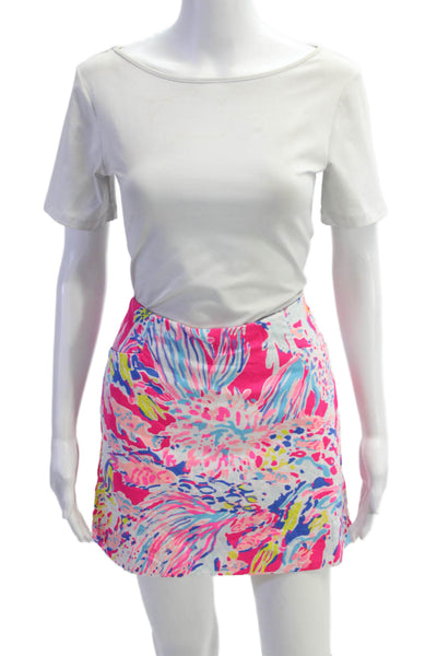 Lilly Pulitzer Women Blue Floral Mini Skort Cotton Size 2
