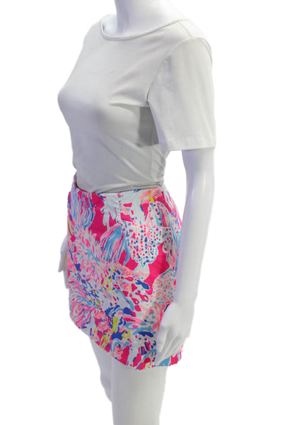 Lilly Pulitzer Women Blue Floral Mini Skort Cotton Size 2