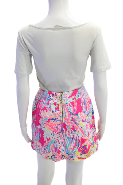 Lilly Pulitzer Women Blue Floral Mini Skort Cotton Size 2