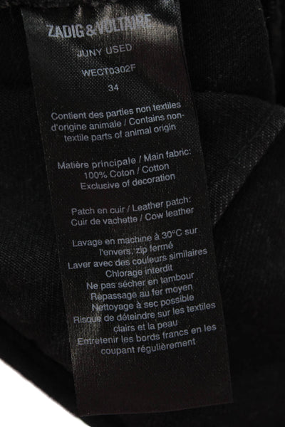Zadig & Voltaire Womens Black Cotton Mini Pencil Skirt Size 34