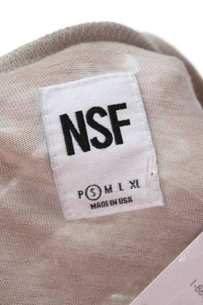 NSF Women T-Shirt Short Sleeve Crew Neck Beige Bohemian Size S