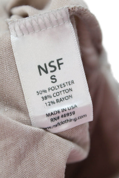 NSF Women T-Shirt Short Sleeve Crew Neck Beige Bohemian Size S