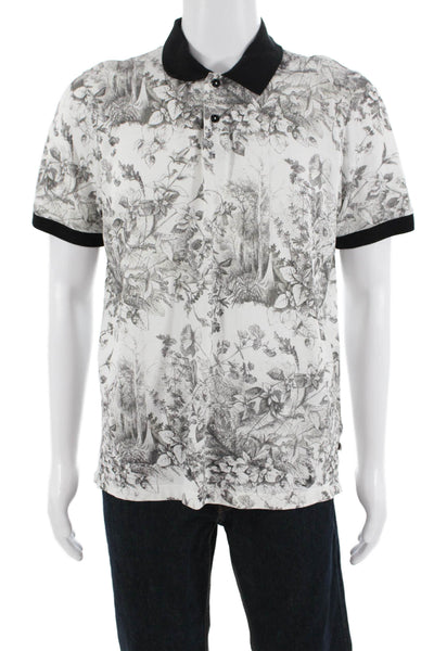 Ted Baker London Mens Cotton Floral Short Sleeve Button-Down Shirt White Size 3