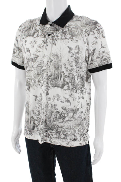 Ted Baker London Mens Cotton Floral Short Sleeve Button-Down Shirt White Size 3