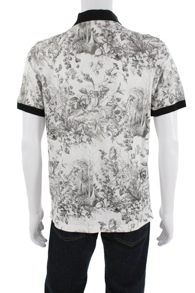 Ted Baker London Mens Cotton Floral Short Sleeve Button-Down Shirt White Size 3