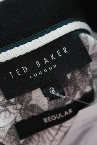 Ted Baker London Mens Cotton Floral Short Sleeve Button-Down Shirt White Size 3