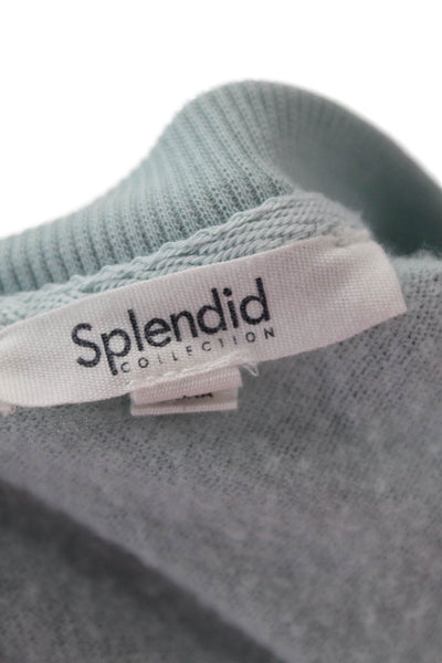 Splendid Women Basic Light Blue Cotton Crew Neck 3/4 Sleeve T-Shirt Size L
