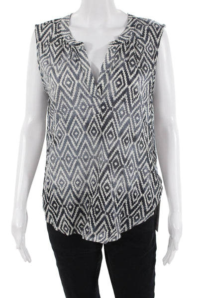 Velvet by Graham & Spencer, Women Black Sleeveless V-Neck Aztec Blouse Size S