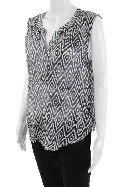 Velvet by Graham & Spencer, Women Black Sleeveless V-Neck Aztec Blouse Size S