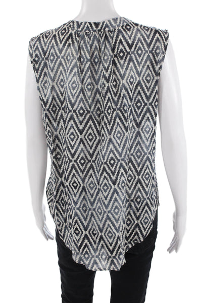 Velvet by Graham & Spencer, Women Black Sleeveless V-Neck Aztec Blouse Size S