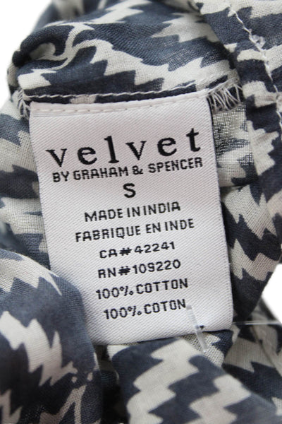 Velvet by Graham & Spencer, Women Black Sleeveless V-Neck Aztec Blouse Size S