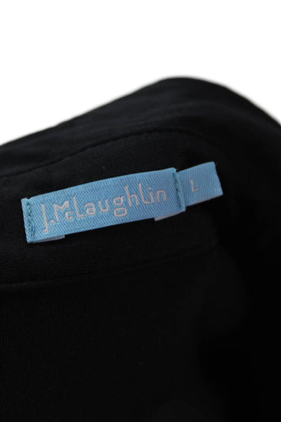 J. Mclaughlin Women Basic Black Cotton Collared Button-Up 3/4 Sleeve Size L