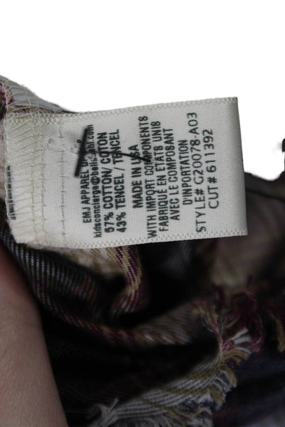 Bella Dahl Girls Long Sleeves Button Down Multicolor Plaid Shirt Size 14